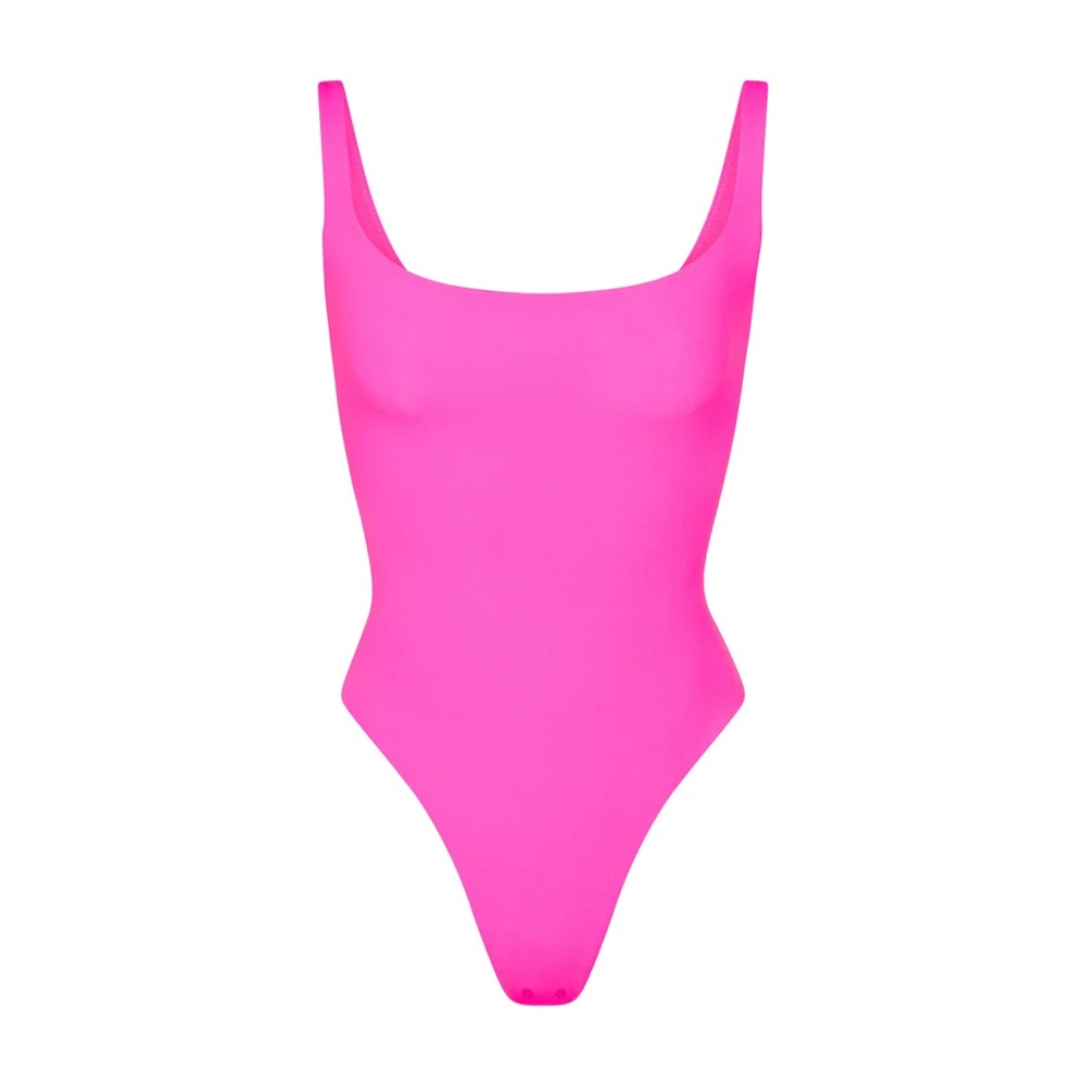 SKIMS NWT Fits Everybody Square Neck Bodysuit in Neon Pink 🩷 | Size XL